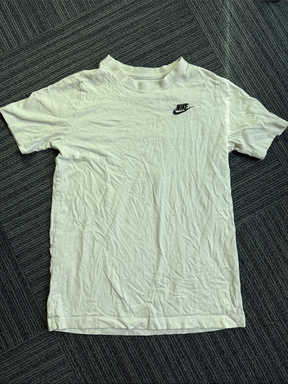 Nike White Short Sleeve Crew T-Shirt with Black Swoosh
